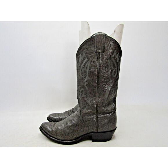 Justin Mens Size 9 D Gray Leather Cowboy Western Boots